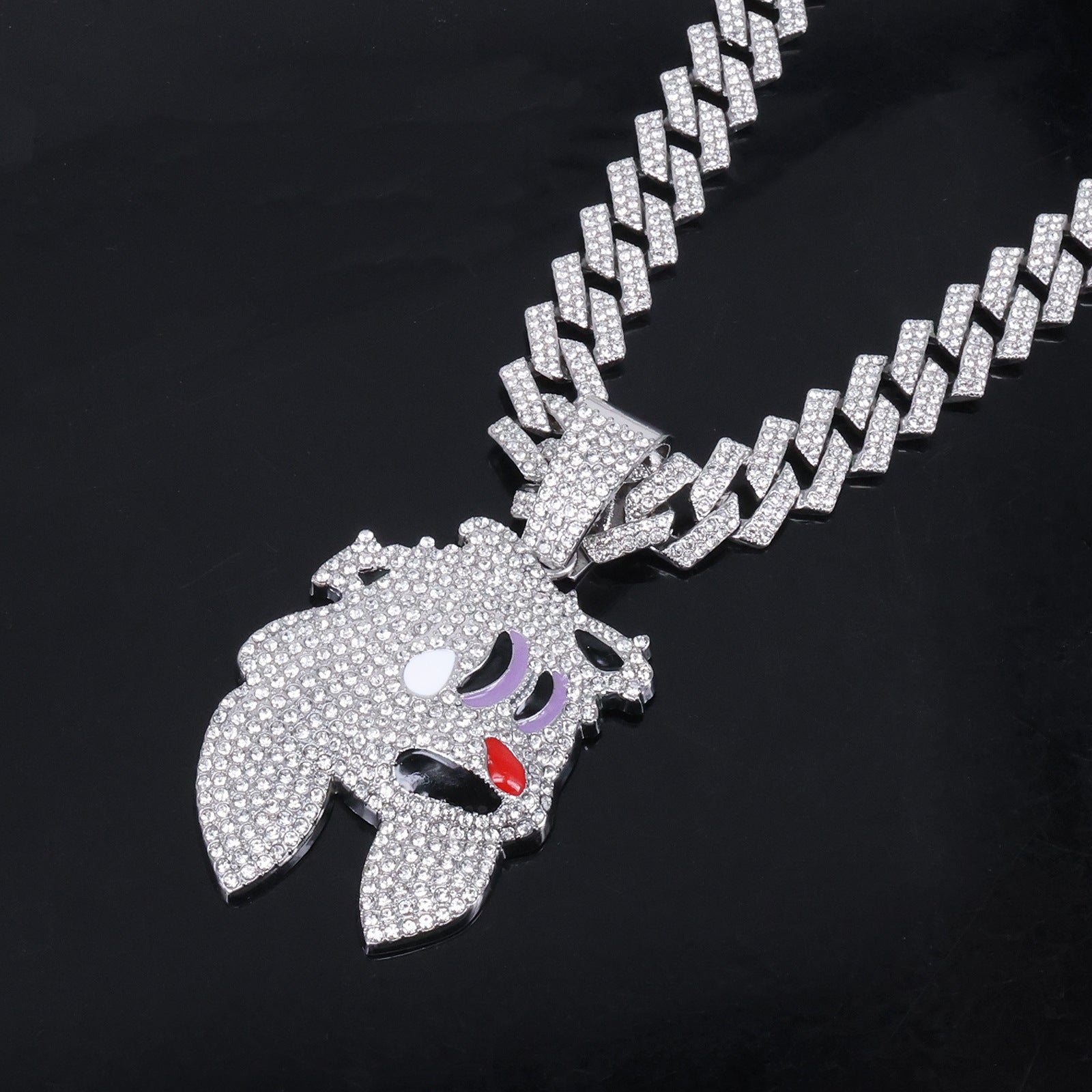 Jewelry Fashion Magic Hat Rabbit Head Pendant Necklace High-grade Cuban Chain