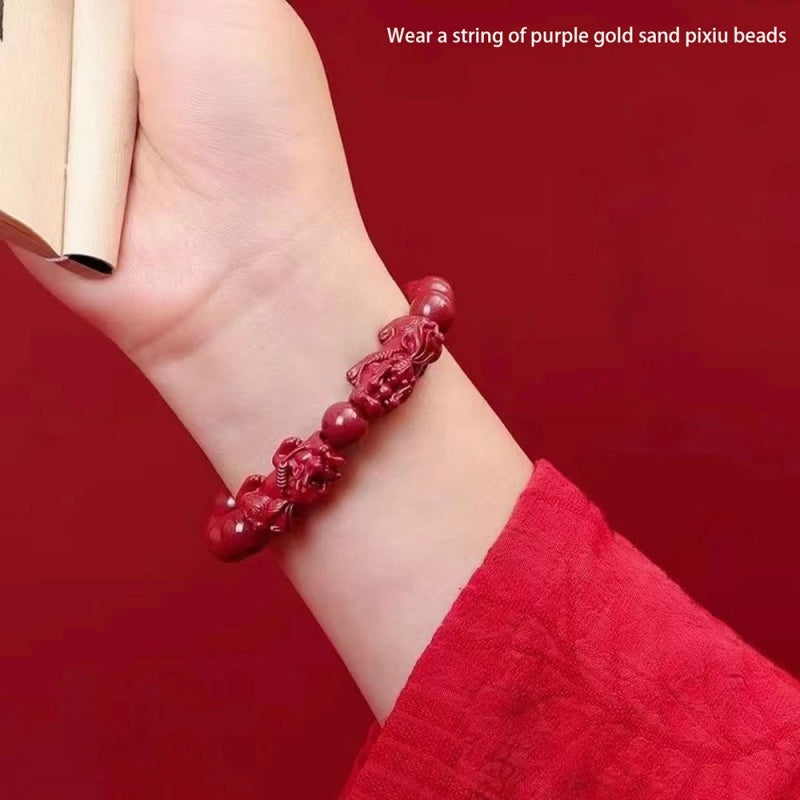 Cinnabar Double Pixiu Bracelet