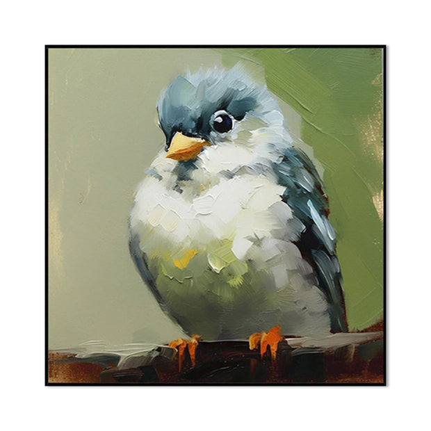 Hand Painted Animal Oil Painting Bird Kawaii Canvas Modern Abstract Trendy Art Picture Wall Simple Living Room Home Children's Room Decor